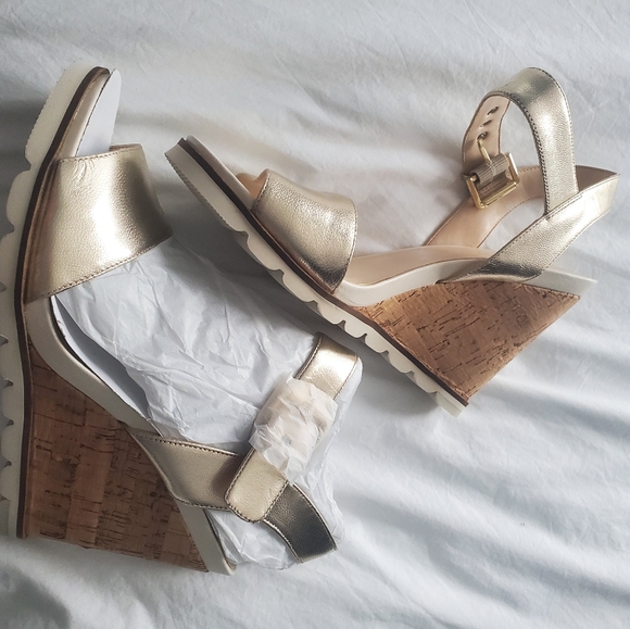 Nine West Shoes - Nine West Metallic Cork Wedge Sandals 9.5 NWT